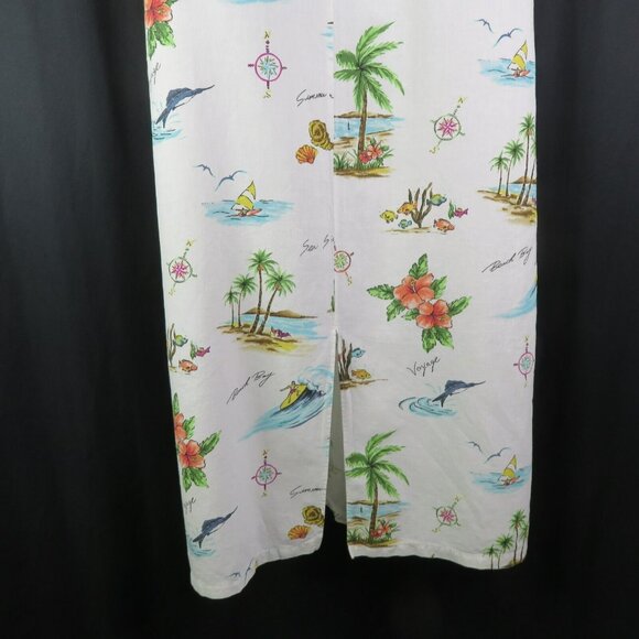 Hot Cotton Hawaiian Dress Beach XL Marc Wear Floral Sheath Cotton Linen Cover Up - Picture 8 of 10